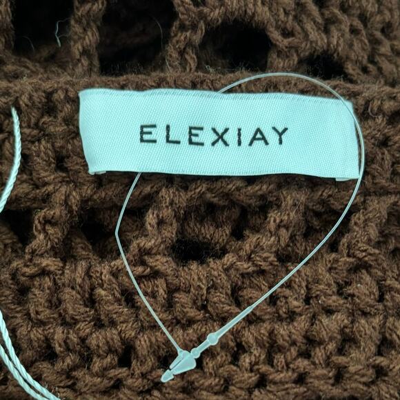 Elexiay Long Sleeve Crochet Maxi Swim Cover Up Small Brown NEW - Picture 7 of 8